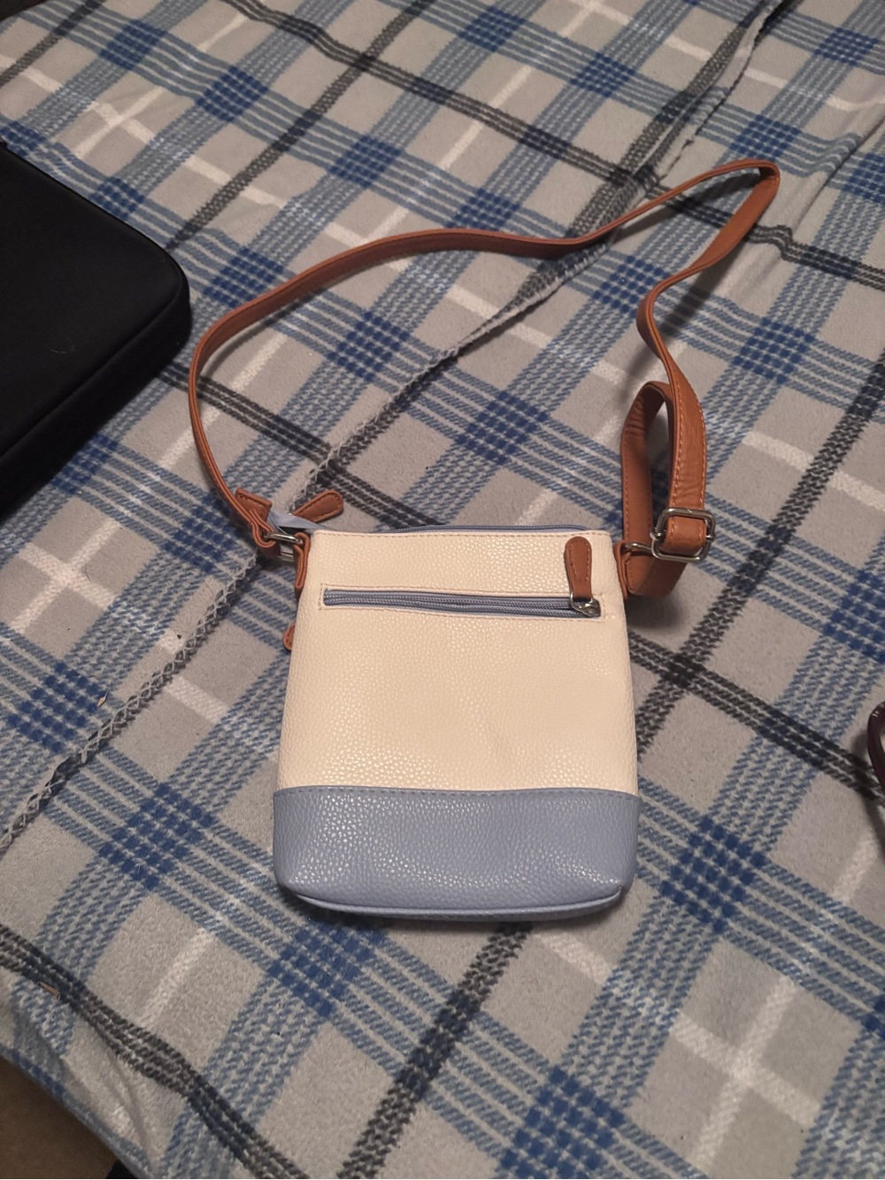 Classic Two-Tone Crossbody Bag in Cream and Light Blue